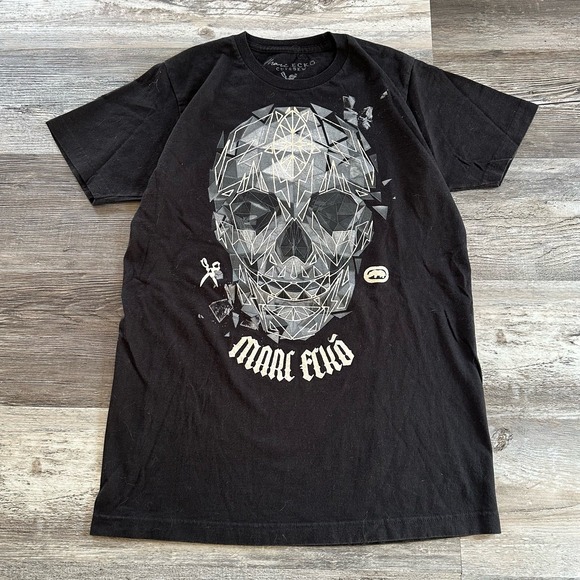 Y2k 's Black White Marc Ecko Unltd Cut & Sew Grunge T-shirt - Picture 1 of 6